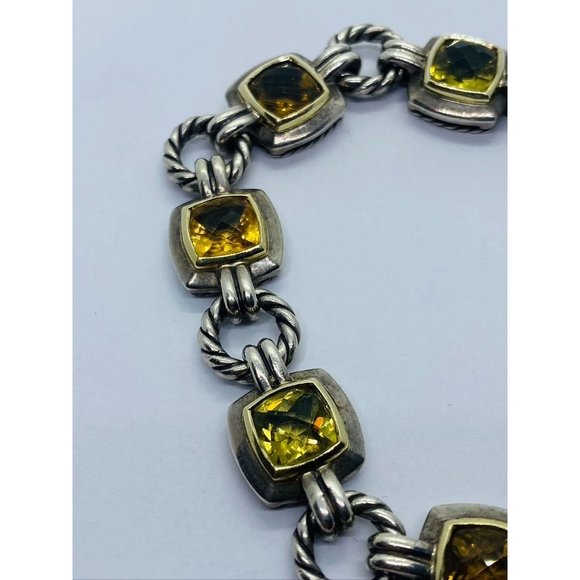 David Yurman Citrine Stones Albion Cable Bracelet Sterling 18K - Picture 3 of 13